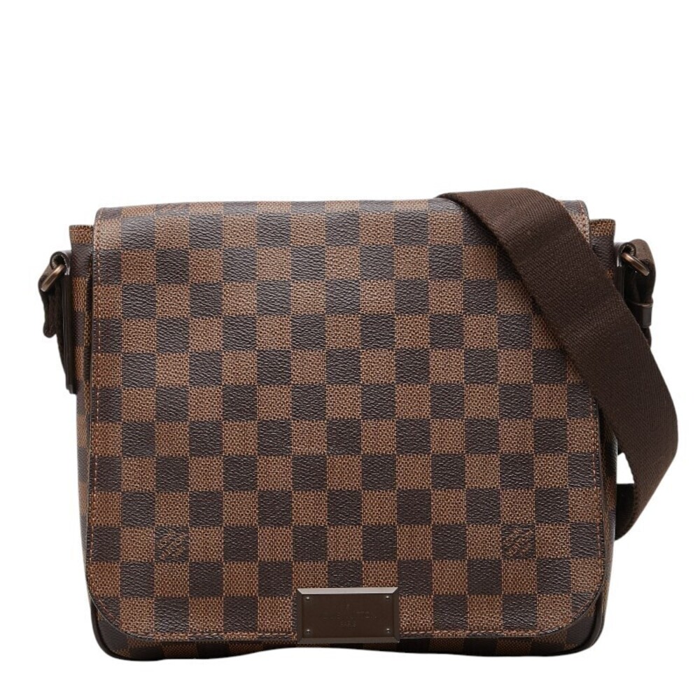 Louis Vuitton Damier District Crossbody Bag Brown Leather